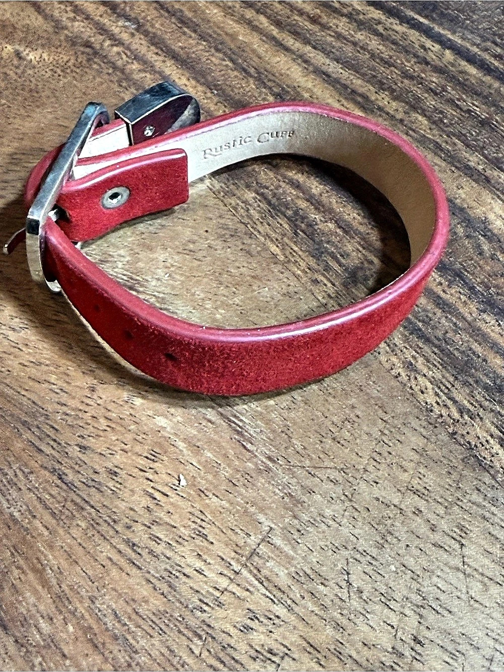 Rustic Cuff Red Leather Belt - Picture 2 of 4